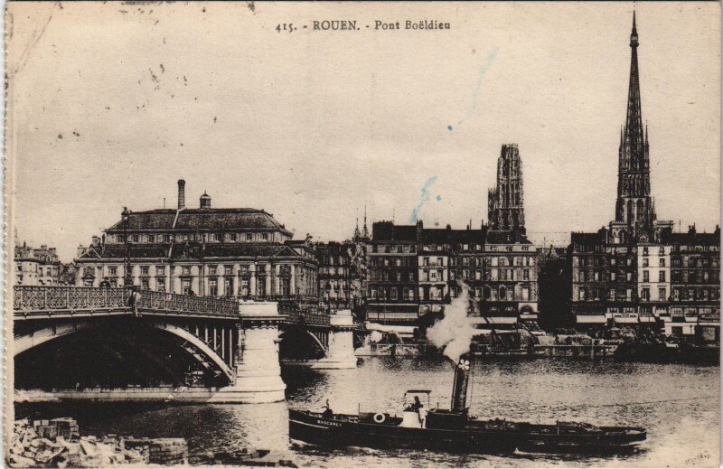 Carte postale ancienne Rouen - pont boieldieu à Rouen