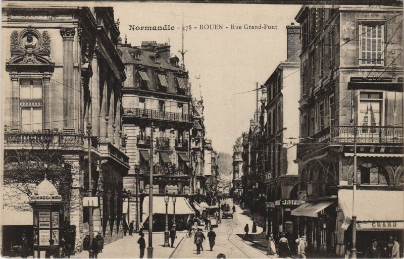 Carte postale ancienne Rouen - Rue grand pont à Rouen