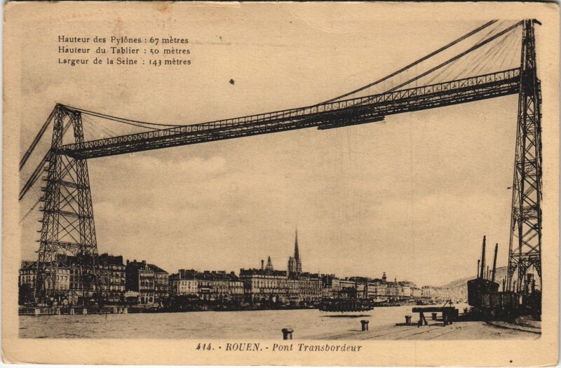 Carte postale ancienne Rouen - Pont transbordeur à Rouen