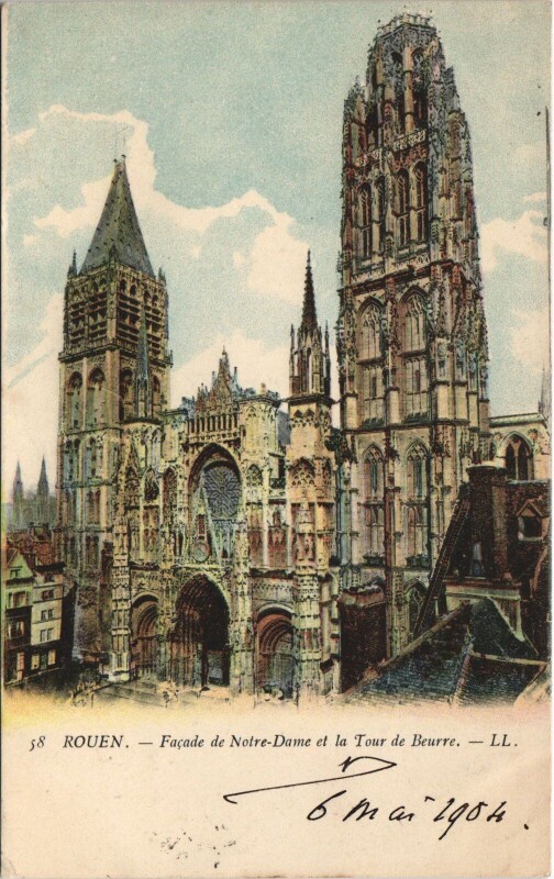Carte postale ancienne Rouen - Facade de notre dame à Rouen