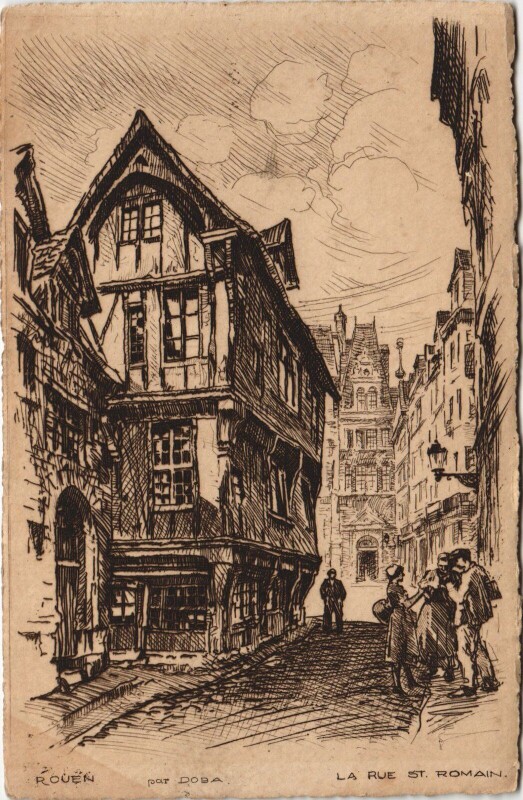 Carte postale ancienne Rouen - La rue Saint-Romain à Rouen