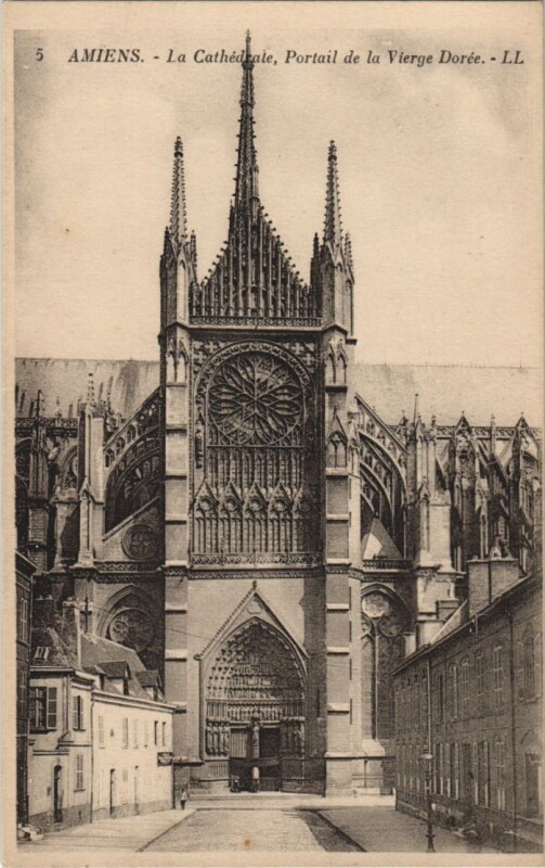 Carte postale ancienne Amiens Cathedrale Portail de la Vierge Doree à Amiens