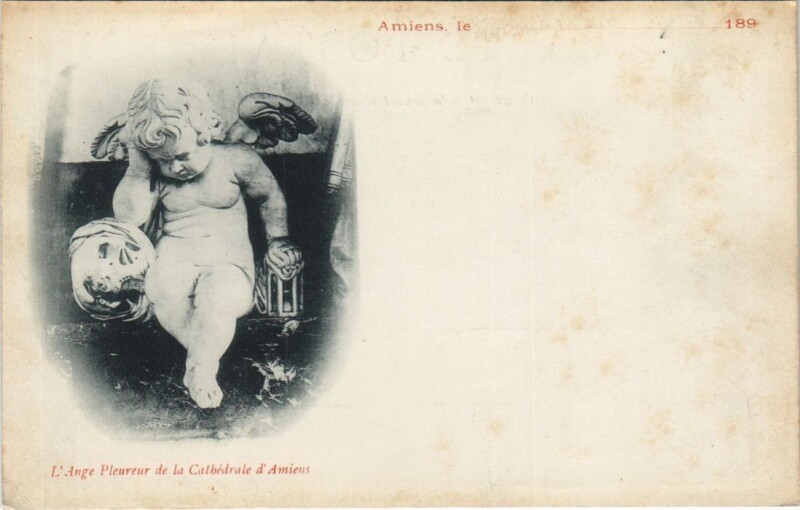 Carte postale ancienne Amiens Cathedrale l'ange pleureur à Amiens