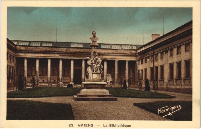 Carte postale ancienne Amiens La bibliotheque à Amiens