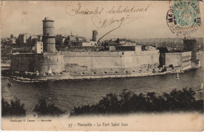 Carte postale ancienne Marseille - Le fort Saint-jean à Marseille