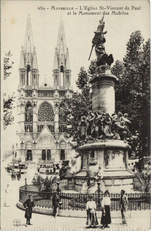 Carte postale ancienne Marseille - L'Eglise Saint-vincent à Marseille