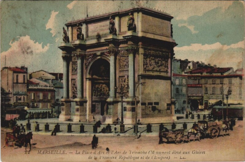 Carte postale ancienne Marseille - La place d'arc à Marseille