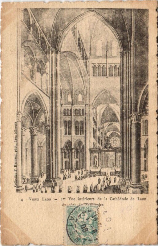 Carte postale ancienne Laon Vue interieure de la cathedrale