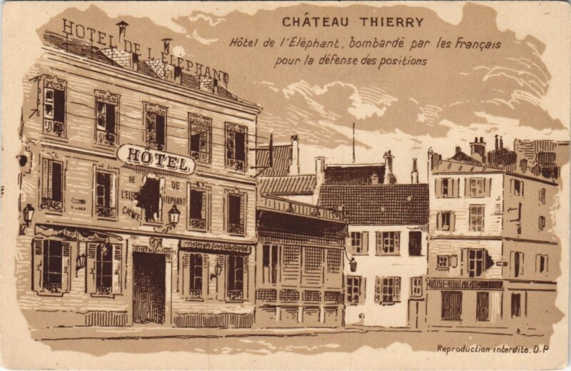 Carte postale ancienne Chateau-Thierry Hotel de l'elephant