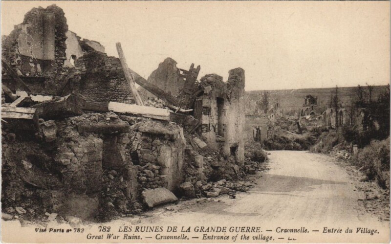 Carte postale ancienne Craonnelle Les ruines de la grand guerre à Craonne