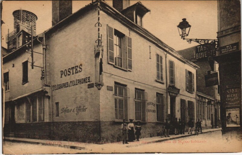 Carte postale ancienne Troyes Postes et telegraphes à Troyes