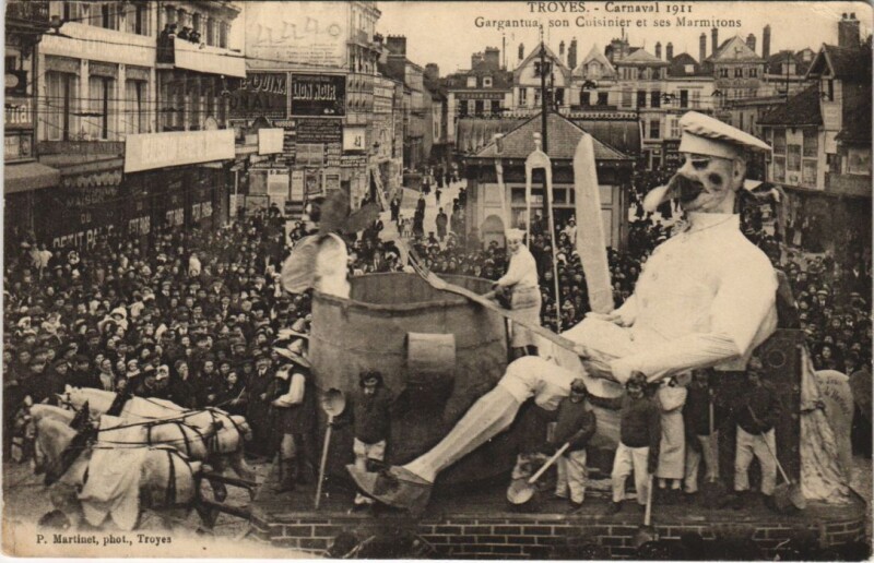 Carte postale ancienne Troyes Carnaval 1911 Gargantua à Troyes