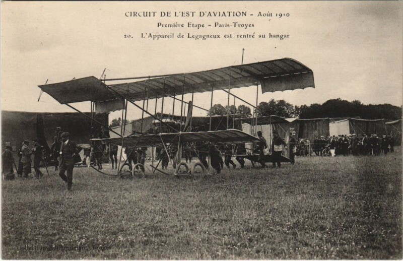 Carte postale ancienne Troyes Circuit de l'Est Aviation 1910 Appareil de legagneux à Troyes