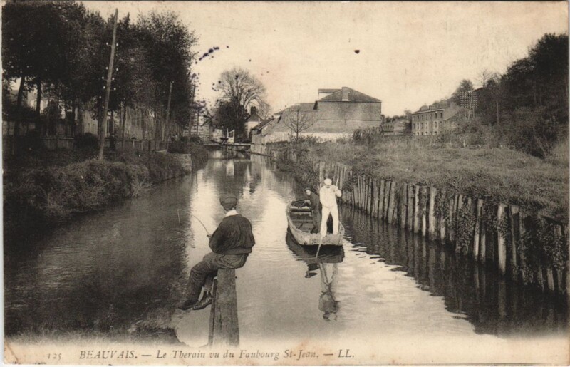 Carte postale ancienne Beauvais Le Therain vu du Faug Saint-jean à Beauvais