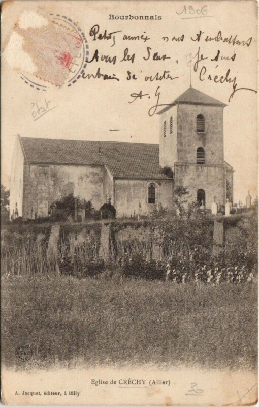 Carte postale ancienne Crechy Eglise