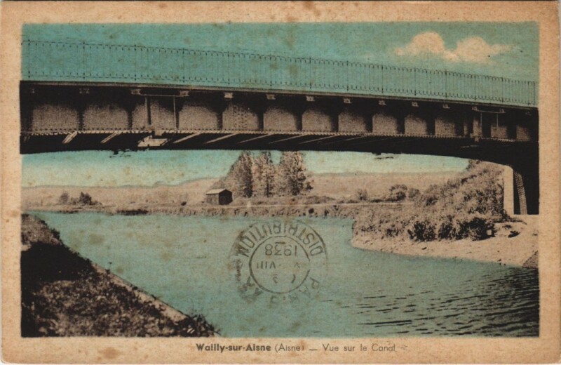 Carte postale ancienne Wailly Sur Aisne Vue sur le canal
