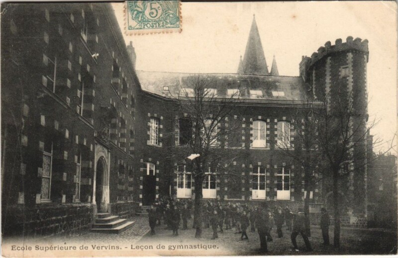 Carte postale ancienne Ecole superieure de Vervins Lecons de à Vervins