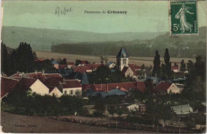 Carte postale ancienne Crezancy Panorama de
