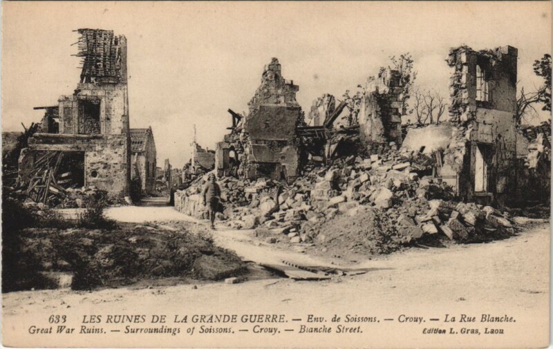 Carte postale ancienne Crouy La rue blanche à Crouy