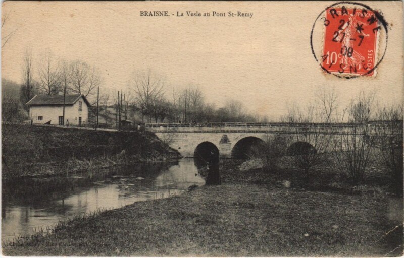 Carte postale ancienne BrAisne La vesle au pont