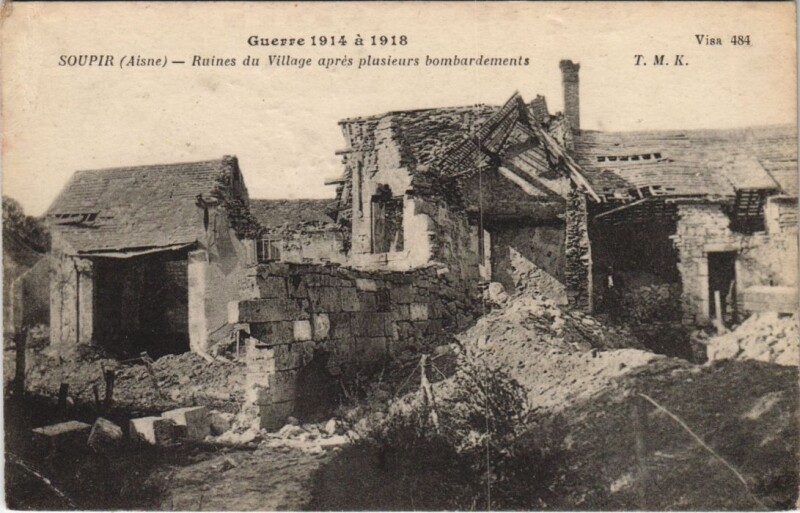 Carte postale ancienne Soupir Ruines du village à Soupir
