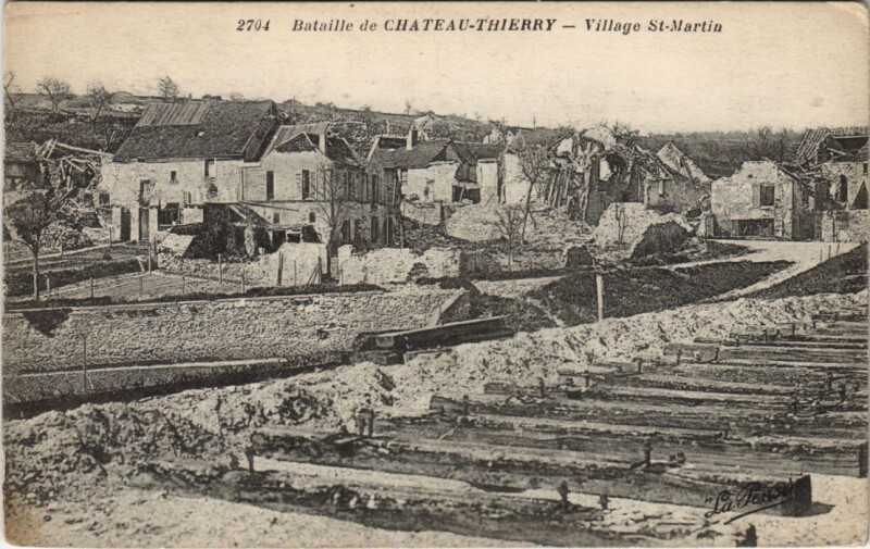 Carte postale ancienne Bataille De Chateau-Thierry Village Saint-martin