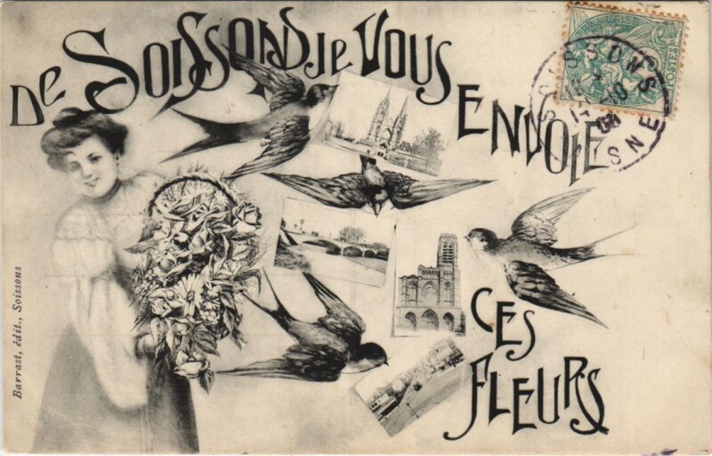 Carte postale ancienne De Soissons je vous envoie à Soissons