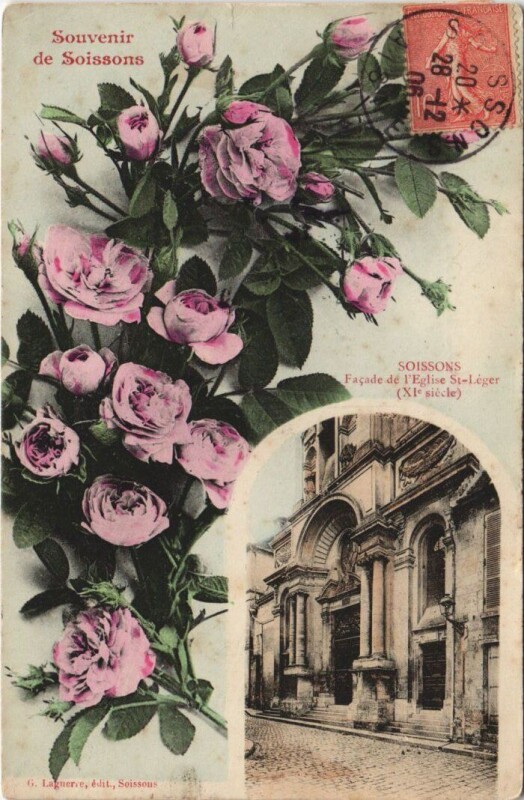 Carte postale ancienne Soissons Facade de l'eglise à Soissons