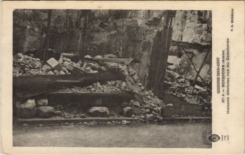 Carte postale ancienne Soissons Maison detruites rue du à Soissons