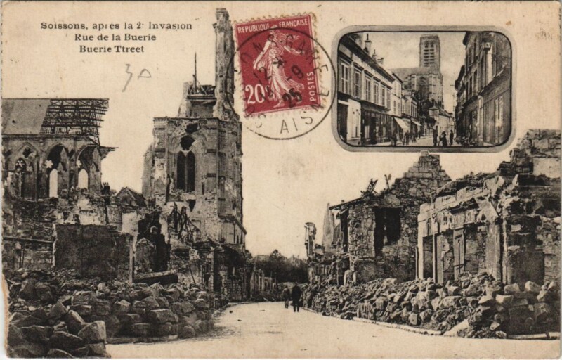 Carte postale ancienne Soissons Apres la invansion à Soissons