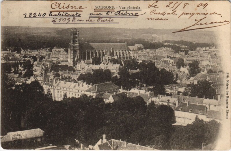 Carte postale ancienne Soissons Vue generale à Soissons