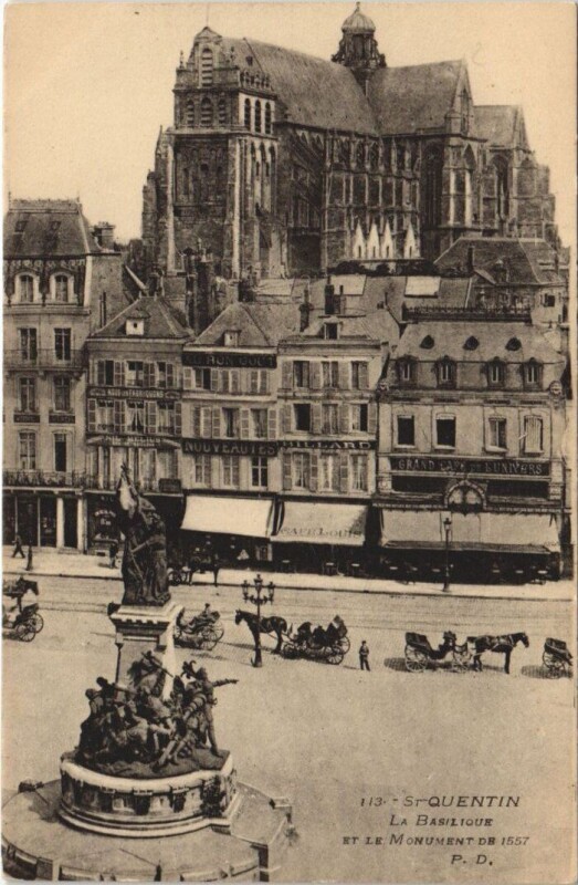 Carte postale ancienne Saint-Quentin La basilique à Saint-Quentin