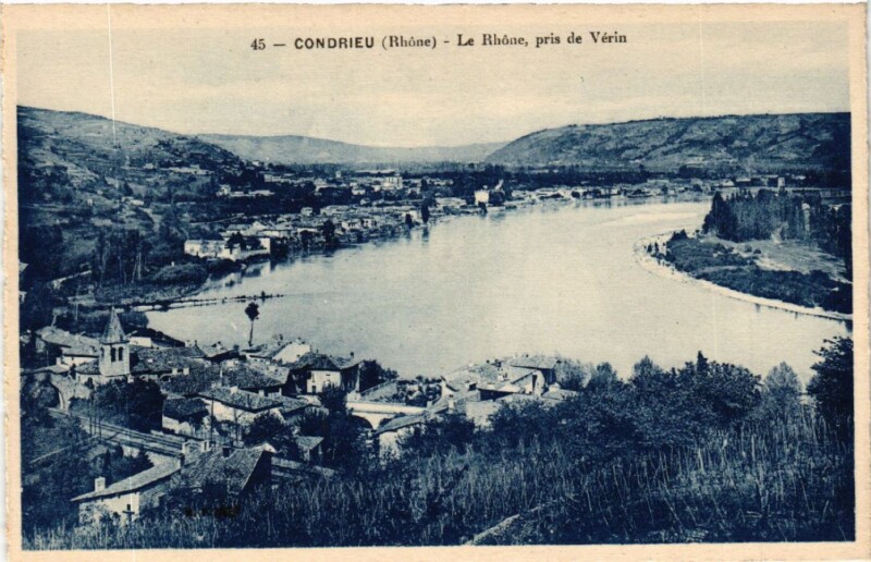 Carte postale ancienne Condrieu Le Rhone pris de Verin à Condrieu
