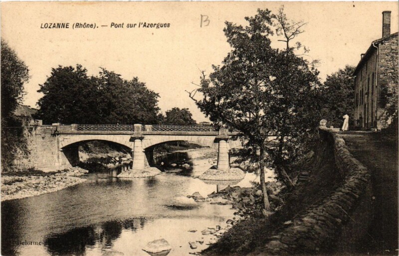 Carte postale ancienne Lozanne Pont sur l'Azergues à Lozanne
