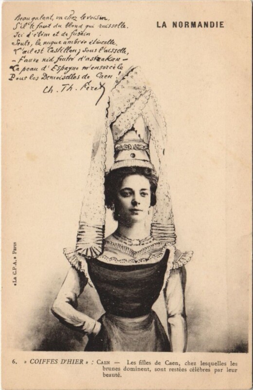 Carte postale ancienne Caen Coiffes d'Hier