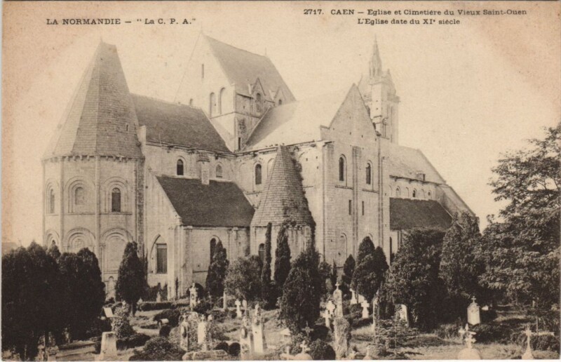 Carte postale ancienne Caen Eglise et Cimetiere du Vieux Saint-Ouen à Vieux