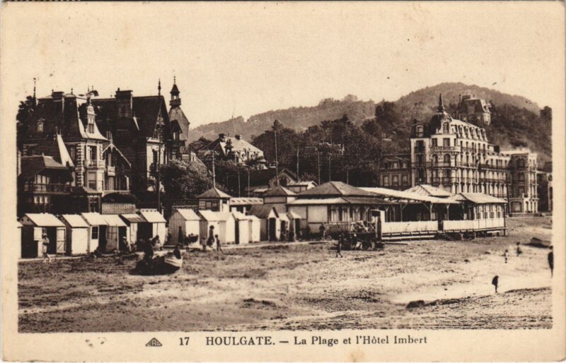 Carte postale ancienne Houlgate La Plage et l'Hotel Imbert à Houlgate