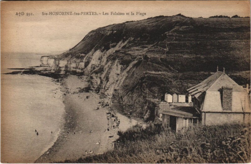 Carte postale ancienne Sainte-Honorine-des-Pertes Les Falaises et la Plage à Falaise