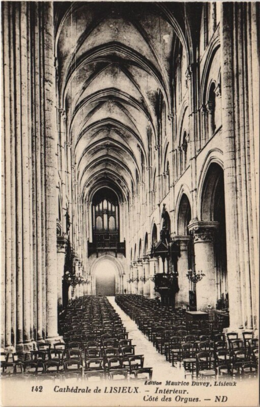 Carte postale ancienne Lisieux Cathedrale - Interieur - Cote des Orgues à Lisieux