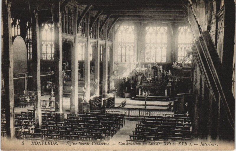 Carte postale ancienne Honfleur Eglise Sainte-Catherine - Interieur à Honfleur