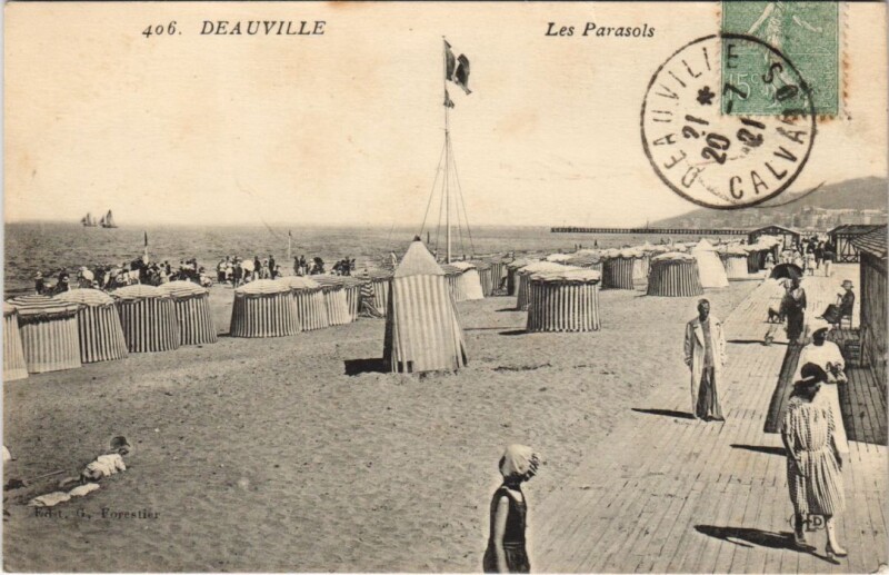 Carte postale ancienne Deauville Les Parasols à Deauville