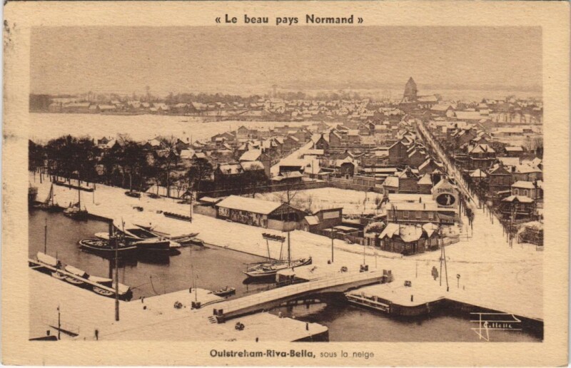 Carte postale ancienne Ouistreham Riva-Bella Sous la Neige - Vue Generale à Ouistreham