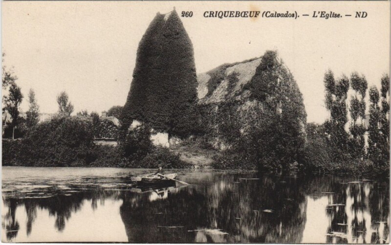 Carte postale ancienne Cricqueboeuf Criqueboeuf - L'Eglise à Cricqueboeuf