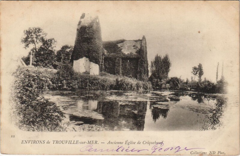 Carte postale ancienne Cricqueboeuf Ancienne Eglise à Cricqueboeuf