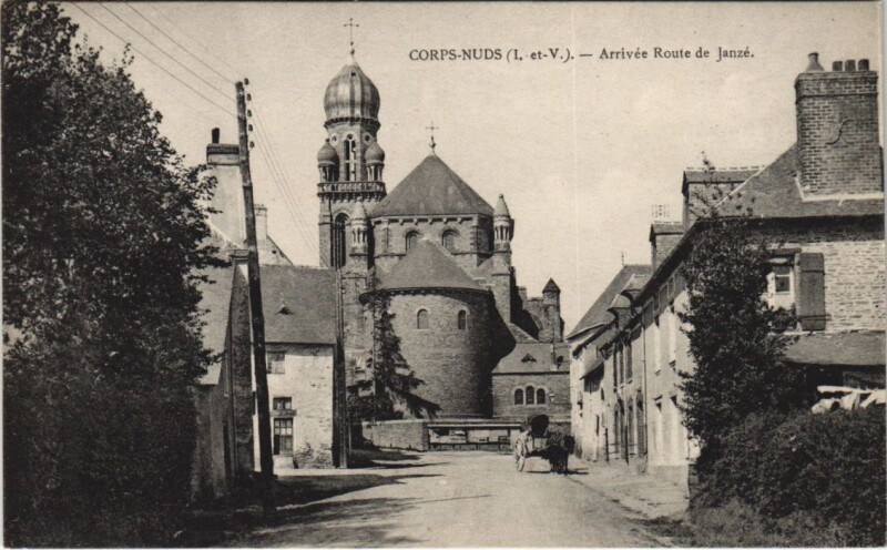 Carte postale ancienne Arrivée Route de Janzé à Corps-Nuds