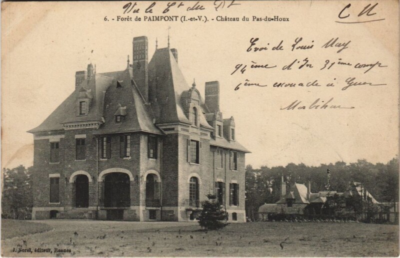 Carte postale ancienne Foret de Paimpont - Chateau du Pas-du-Houx à Paimpont
