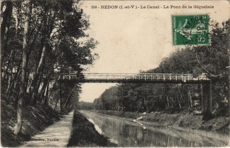 Carte postale ancienne 4235.- Redon (I.-et-V.) -  Le Canal - Le Pont de la Fonderie à Redon