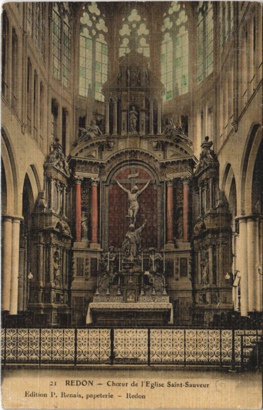Carte postale ancienne Redon Choeur de l'Eglise Saint-Sauveur à Redon
