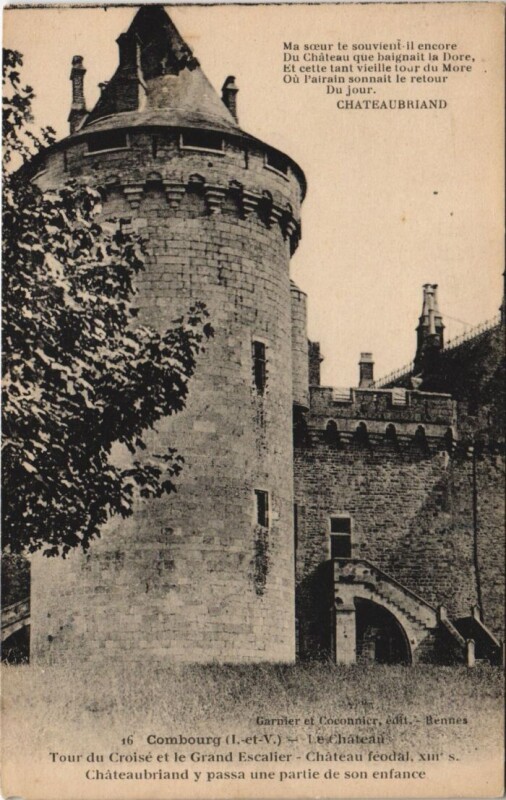 Carte postale ancienne Combourg Le Chateau - Tour du Croise et le Grand Escalier à Combourg
