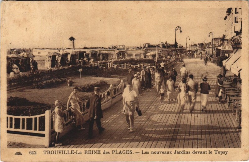 Carte postale ancienne Trouville Les nouveaux Jardins vers le Topsy